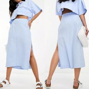 A&F Light Blue linen Skirt NWT